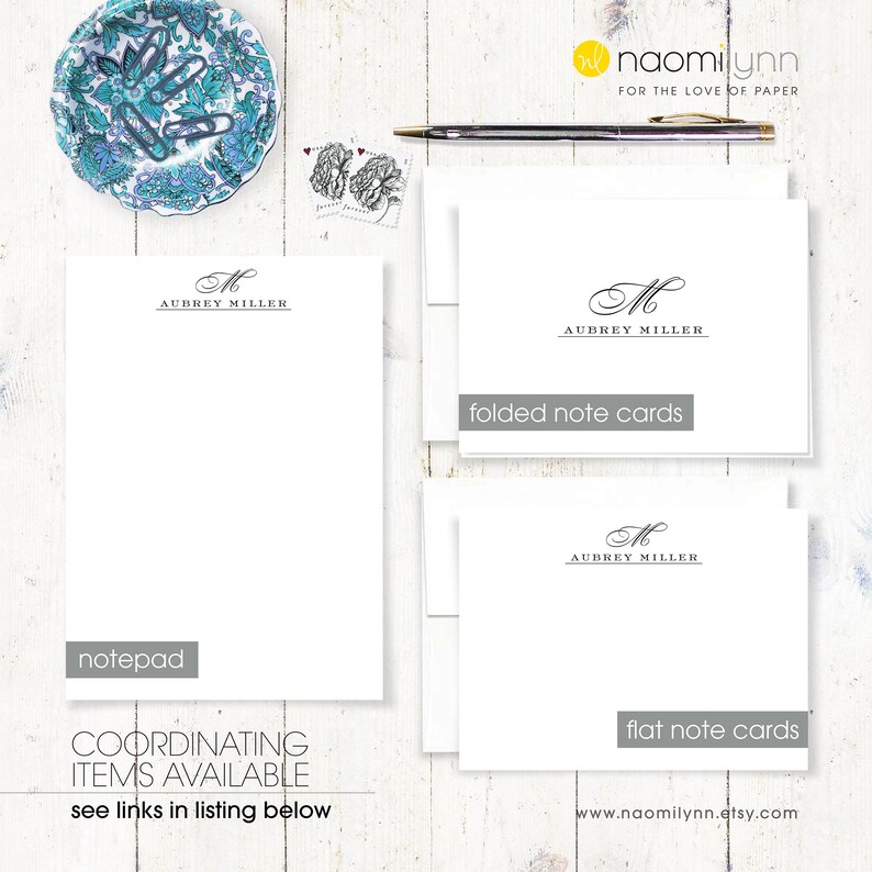 Personalized stationery set note cards CLASSIC MONOGRAM Etsy