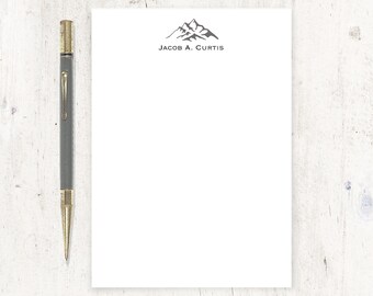 personalized notePAD - MOUNTAIN PEAKS - stationary - letter writing paper - mens stationery - writing notepad - 50 sheet pad