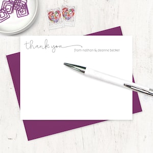personalized note card set - HANDWRITING THANK YOU - fun stationery informal customized stationary thanks - flat note cards set of 12