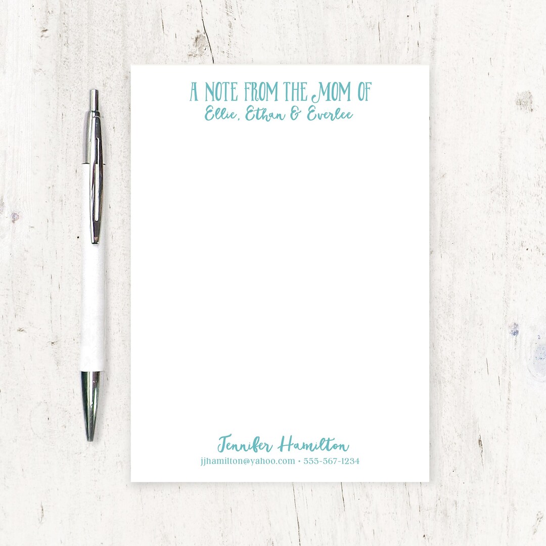 Personalized Notepad - WHIMSICAL From the MOM of - Note From Mom ...