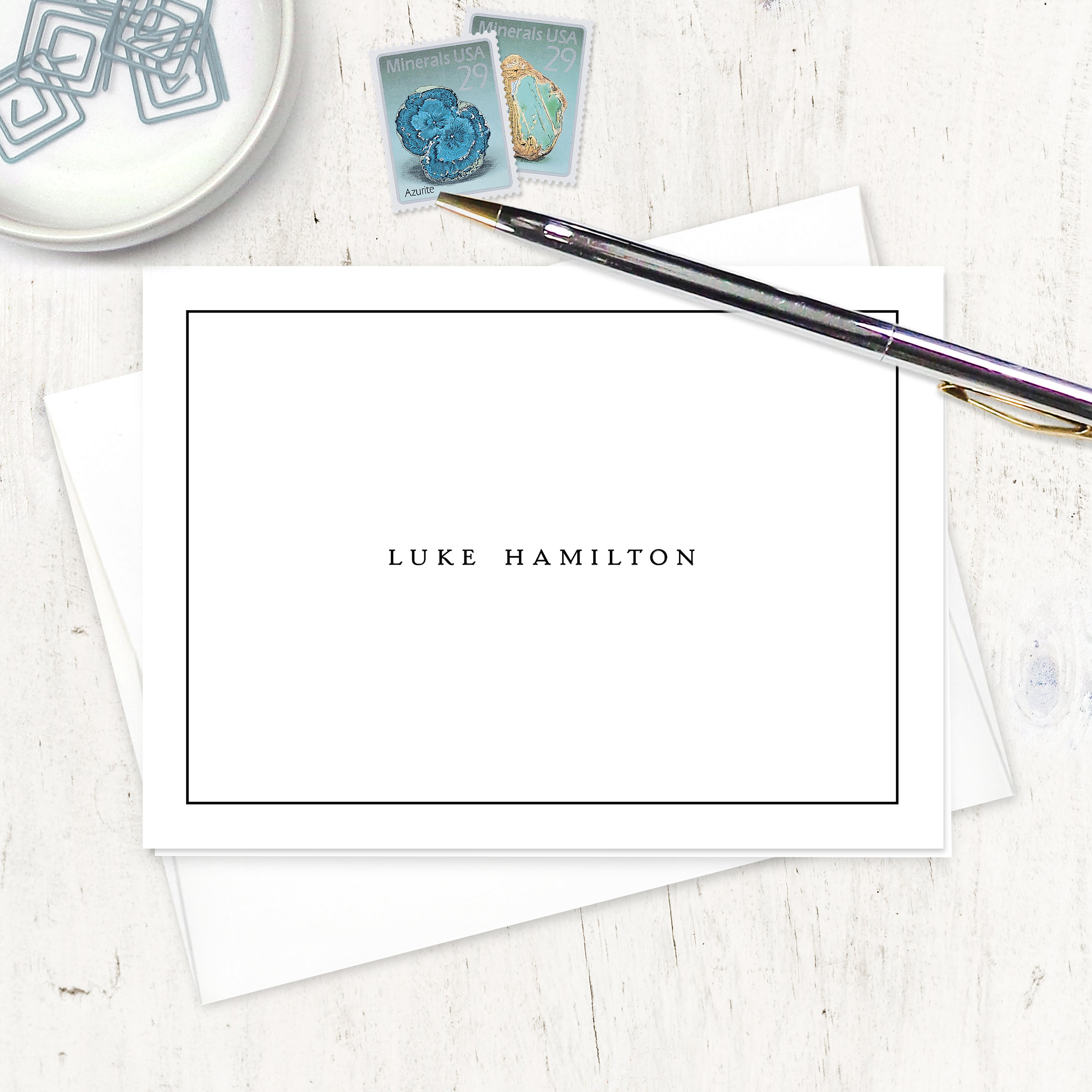 Personalized Stationery Set - PERFECTLY SIMPLE on WHITE - Modern ...