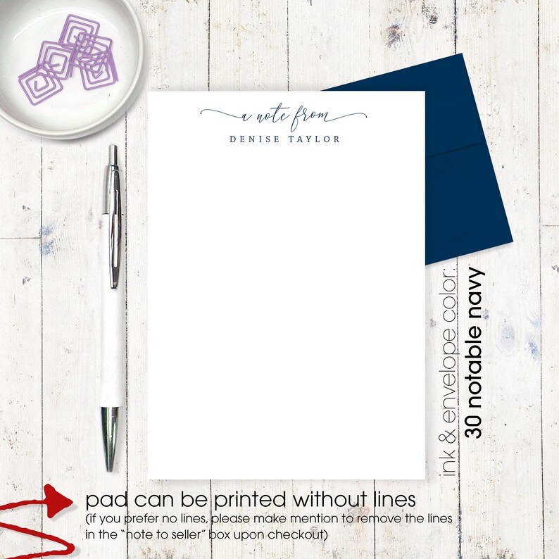 Personalized Notepad CLASSY a NOTE FROM Modern Social Etsy