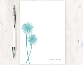 personalized notePAD - DANDELION - nature lover stationery floral stationary letter writing paper - choose color - 50 sheet pad