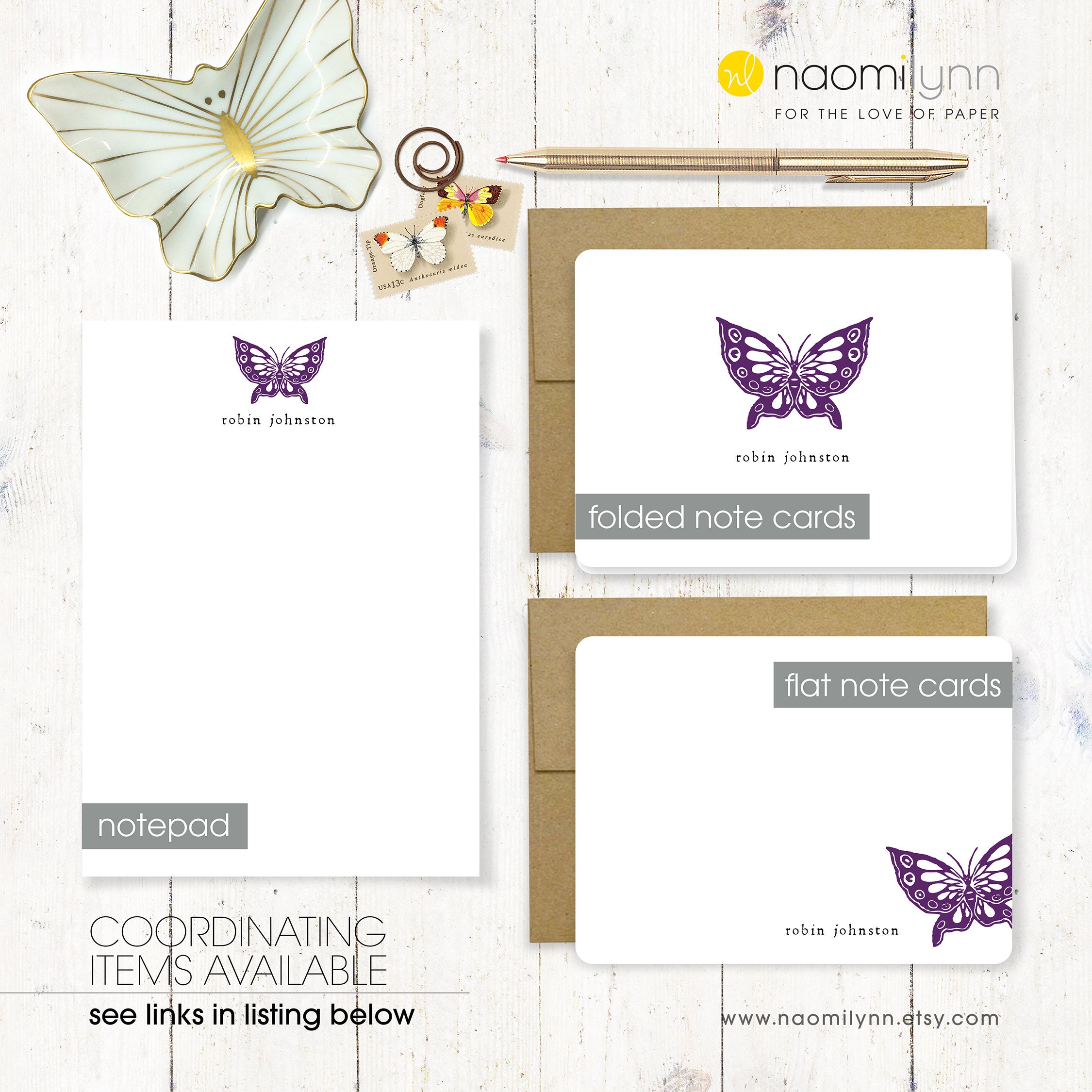 Butterfly Notecard Personalized Stationery by IGGI