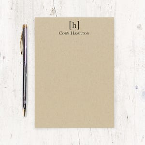 personalized notePAD - SIMPLY CLASSIC MONOGRAM on Kraft - musculine stationary monogrammed stationery - business - 50 sheet pad