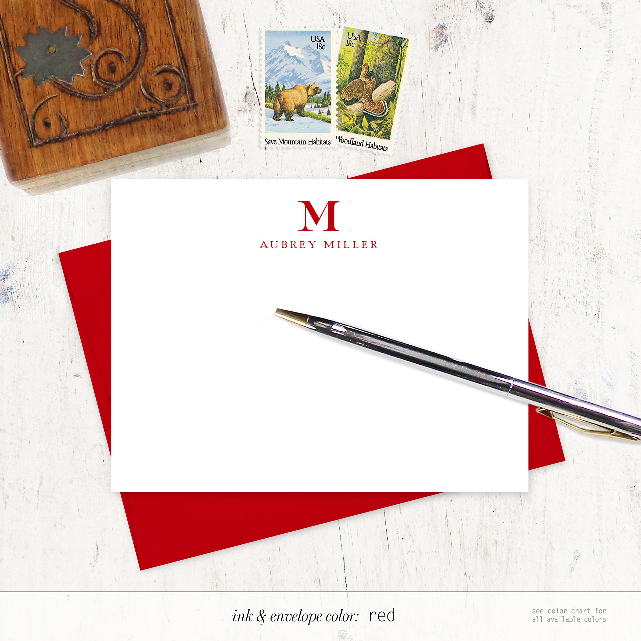 Personalized Note Card Set - PROFESSIONAL MONOGRAM - Custom Stationery ...