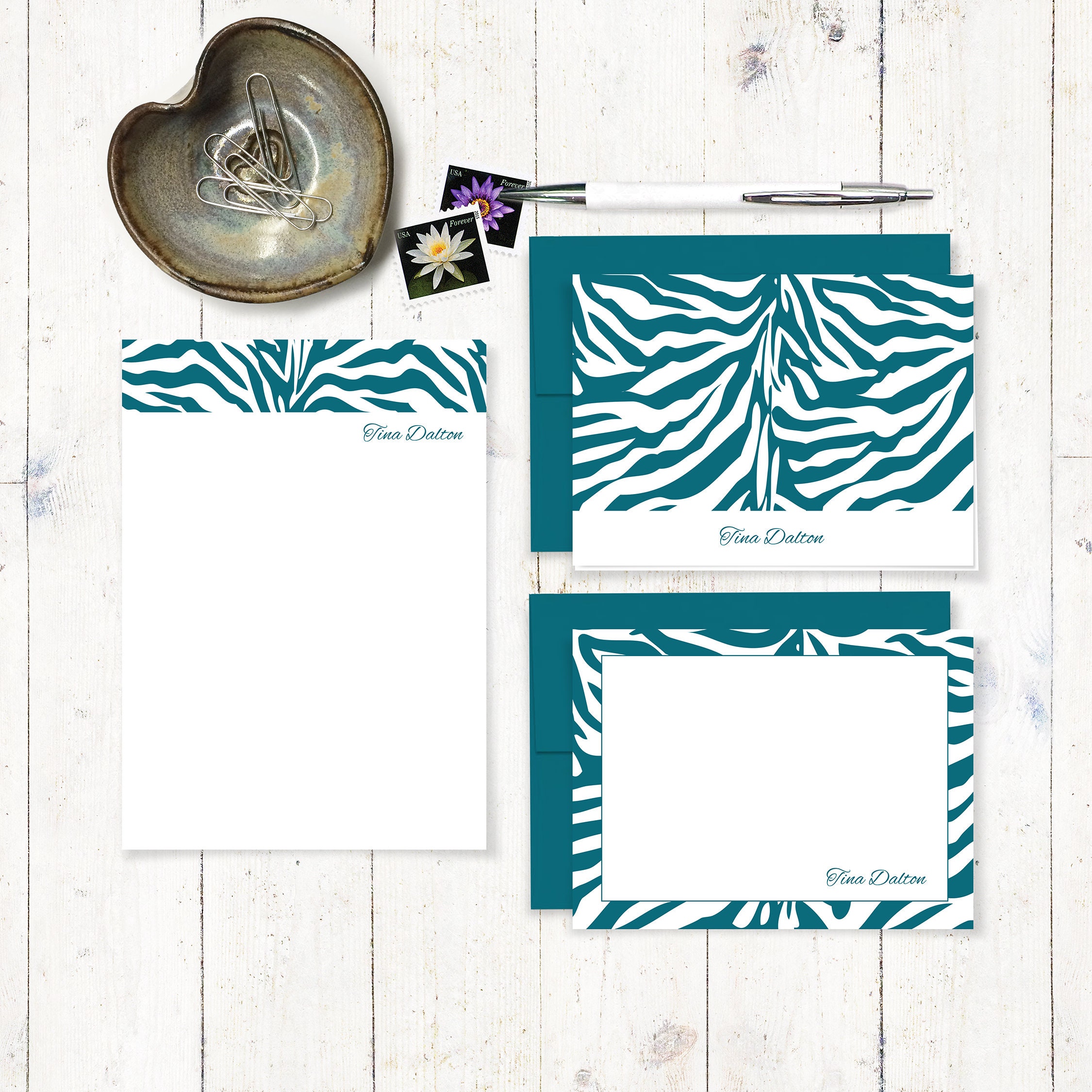 Complete personalized stationery set ZEBRA PRINT animal Etsy
