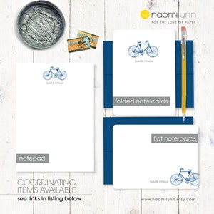 personalized note card set VINTAGE BOYS BICYCLE masculine stationary men's bike stationery boys bike gift for him flat cards set of 12 image 8