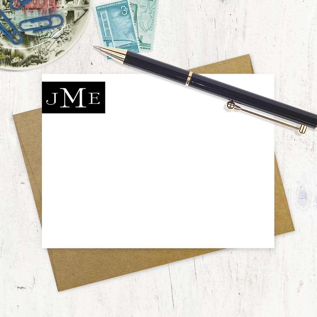 Personalized Note Card Set - STATELY MONOGRAM - Masculine Stationary ...