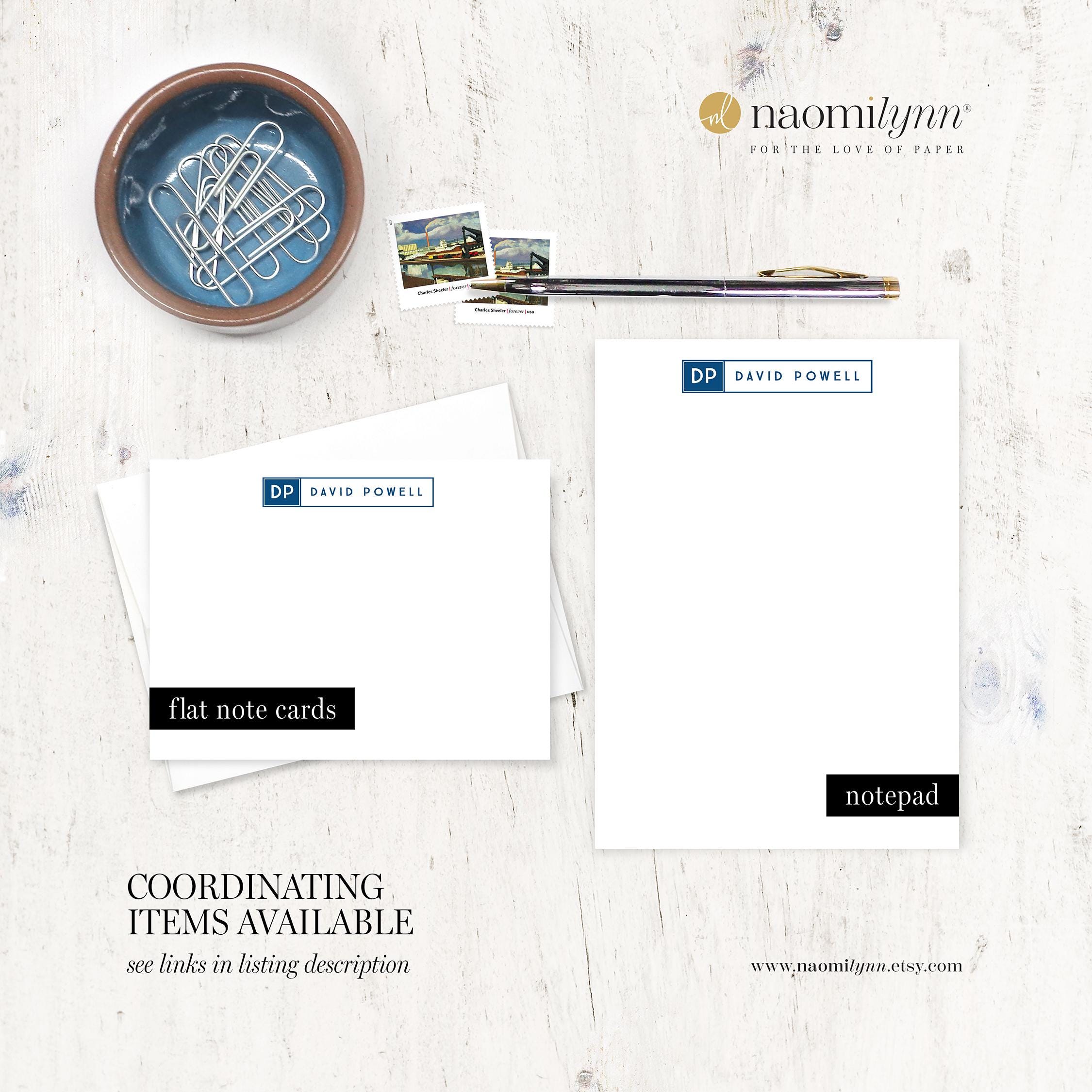 Personalized Note Cards Stationery Set - BOX DOUBLE LETTER Monogram ...
