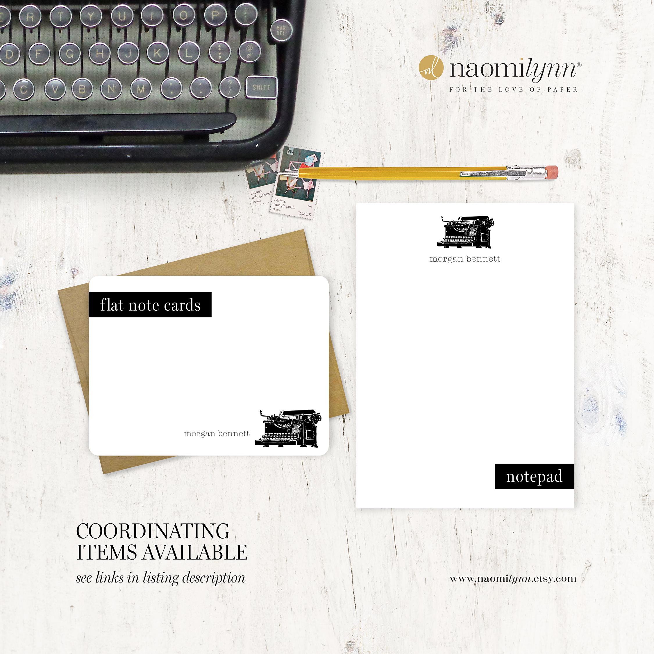 Personalized Note Card Set - VINTAGE TYPEWRITER - Antique Stationary ...