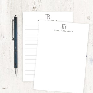 personalized notePAD - OPEN OUTLINE MONOGRAM - classy men stationery custom stationary modern professional monogrammed - 50 sheet pad