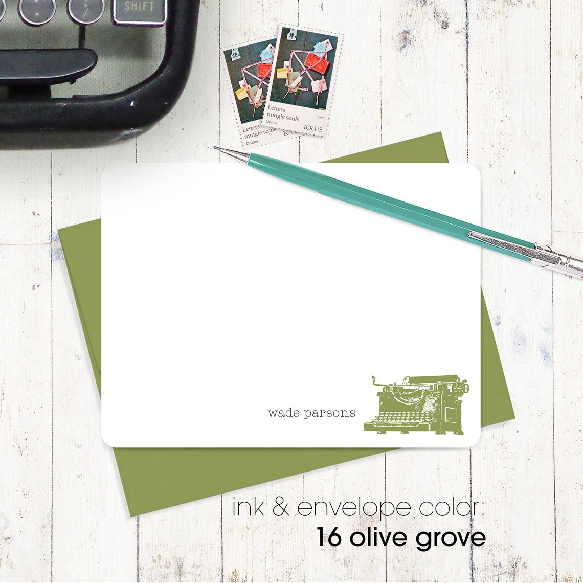 Personalized note cards stationery set VINTAGE TYPEWRITER Etsy