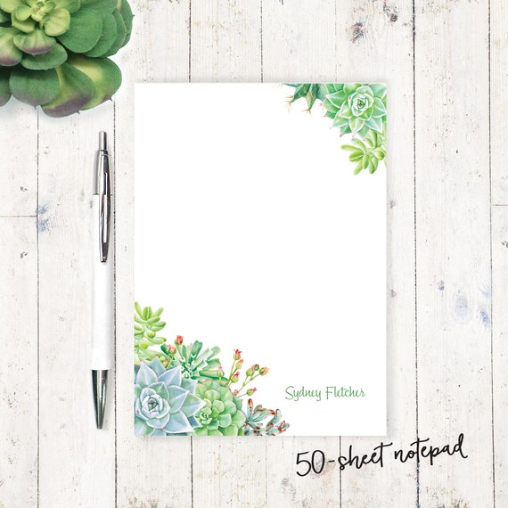 Personalized :: For Her :: Succulent Floral Stationary Set, Personalized  Cactus Notecard Set, 10 FLAT Cards, Garden Botanical Stationery Set for  Women, Gift for Girls
