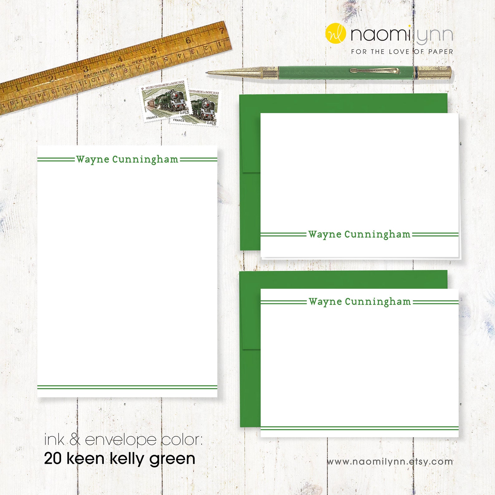 Complete Personalized Stationery Set DOUBLE LINES | Etsy