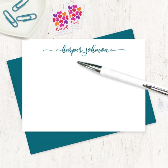 Personalized Note Card Set SASSY SCRIPT Fun Stationery Script