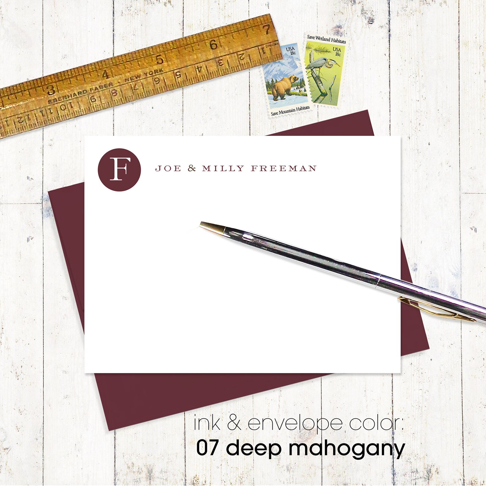 Personalized Flat Note Cards Set CIRCLE MONOGRAM Set of 12 Etsy