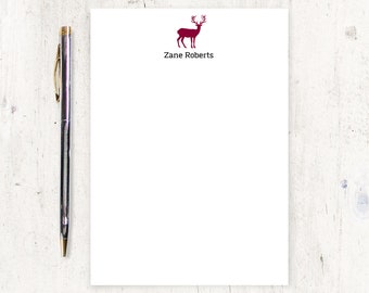 personalized notePAD - BUCK DEER - stationery - mens stationary - deer notepad - antlers - letter - gift for him - 50 sheet pad