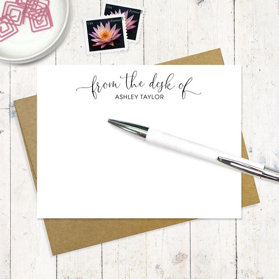 Personalized Note Card Set Stylish From The Desk Of Set Of Etsy