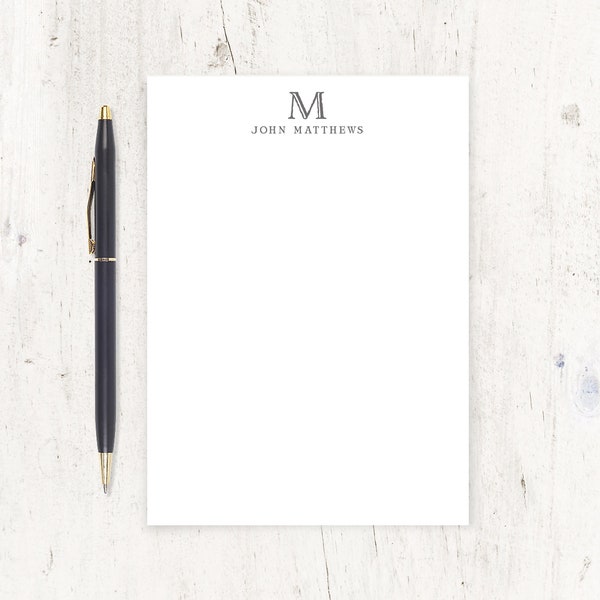personalized notePAD - ROUGHLY ENGRAVED MONOGRAM - letter writing stationery custom men's stationary monogrammed business - 50 sheet pad
