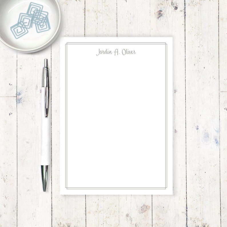 classy feminine stationery business stationary letter writing paper 50 sheet pad DOUBLE BORDER SCRIPT personalized notePAD