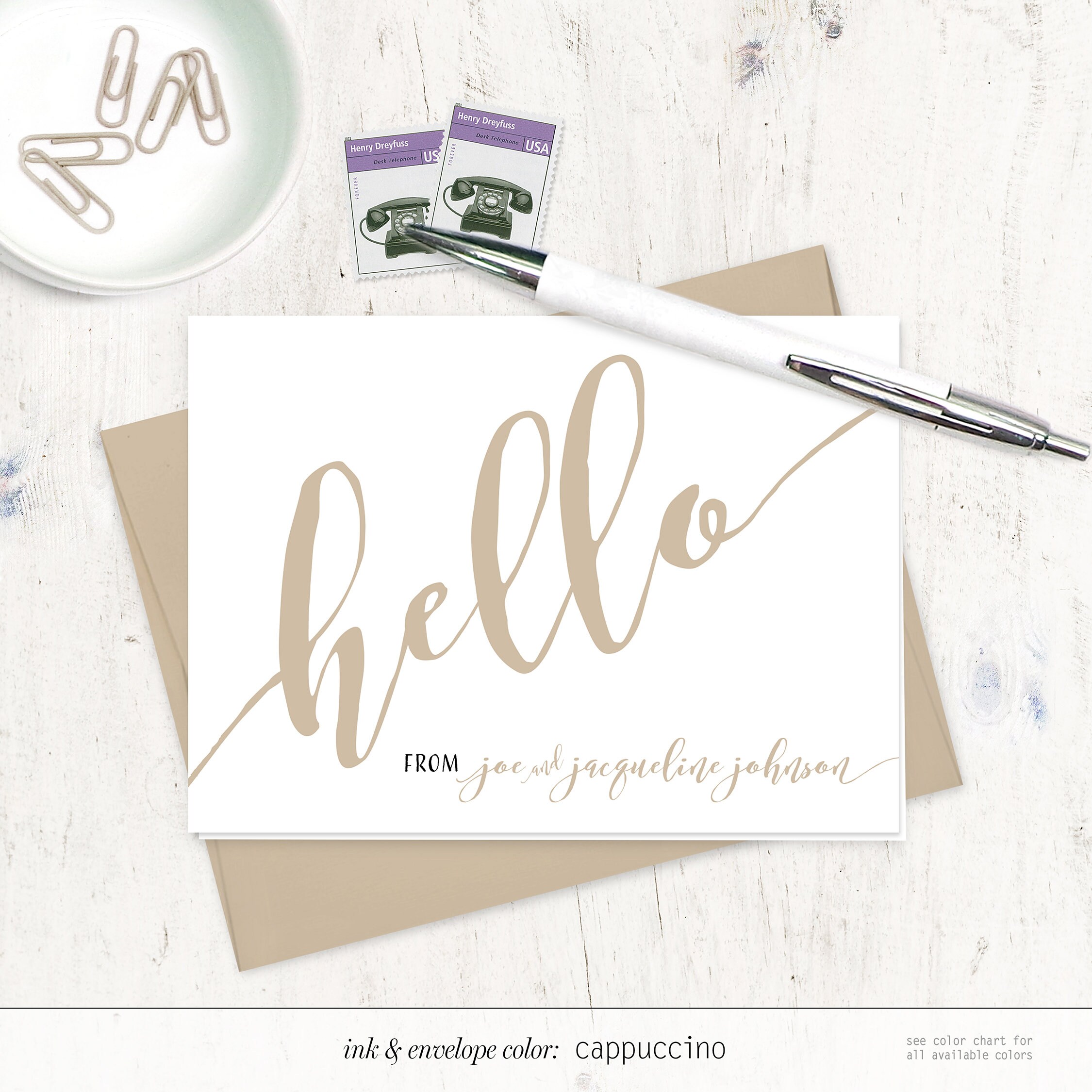 Personalized Stationery Set - CALLIGRAPHY HELLO - Feminine Stationery ...