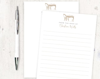 personalized notePAD- FEMININE FROM the DESK of - girl stationery pretty stationary letter writing paper - 50 sheet pad