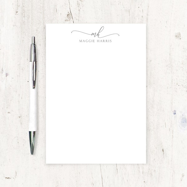 personalized notePAD - EXQUISITE SCRIPT MONOGRAM - feminine stationery letter writing stationary modern monogrammed classy - 50 sheet pad