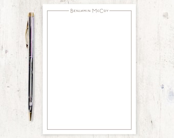 personalized notePAD - DEBONAIR TYPE - modern stationery mens stationary classic masculine business simple letter paper - 50 sheet pad