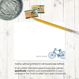 personalized note card set VINTAGE BOYS BICYCLE masculine stationary men's bike stationery boys bike gift for him flat cards set of 12 image 5