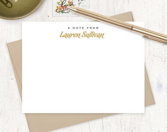 personalized note card set - a note from LUXURIOUS SCRIPT - classy stationary pretty stationery feminine gift - flat note cards set of 12