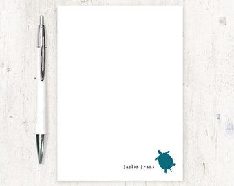 personalized notePAD - TURTLE - kids stationery - stationary - nature lover - boys girls notepad - silhouette choose color - 50 sheet pad