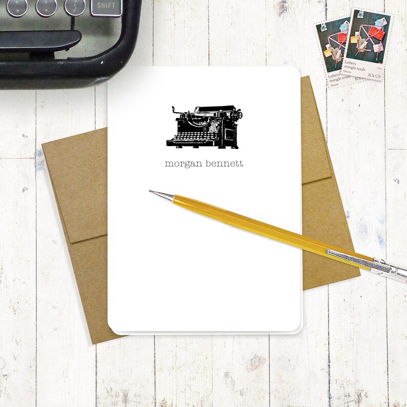 Personalized note cards stationery set VINTAGE TYPEWRITER Etsy