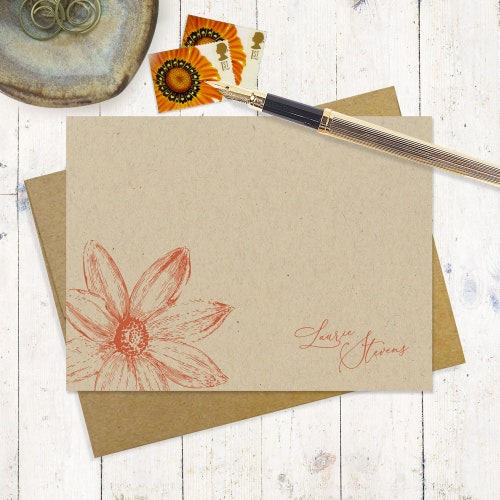 Personalized Notepad DAISY FLOWER BLOOM on Kraft Recycled Etsy