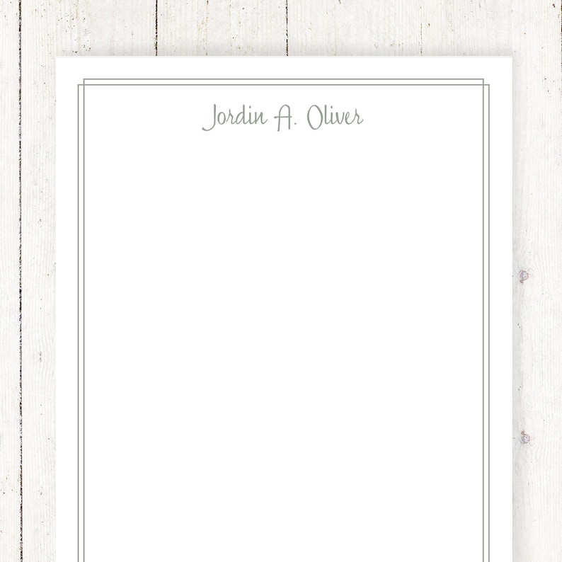 classy feminine stationery business stationary letter writing paper 50 sheet pad DOUBLE BORDER SCRIPT personalized notePAD