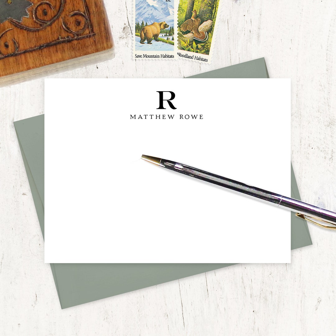 Personalized Note Card Set - PROFESSIONAL MONOGRAM - Custom Stationery ...
