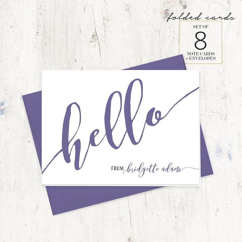 complete personalized stationery set CALLIGRAPHY HELLO personalized stationary set note cards notepad fun stationery image 6