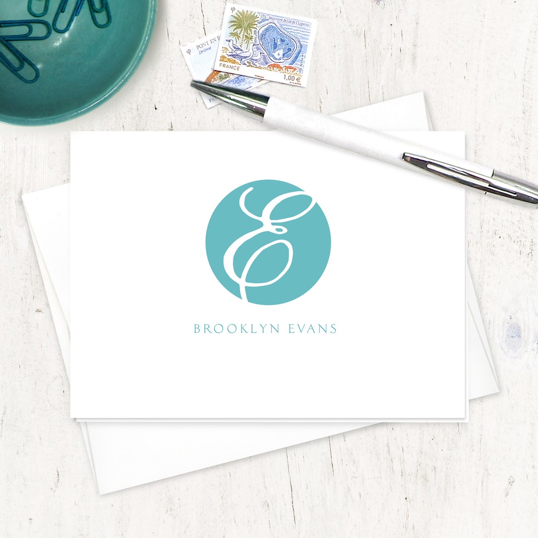 Personalized Stationery Set - ROUND SCRIPT MONOGRAM - Monogrammed ...
