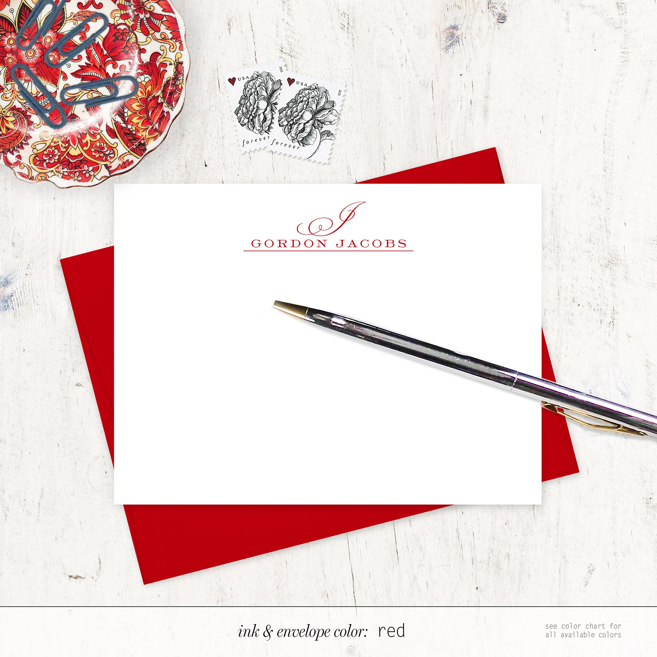Personalized Notecard Set - CLASSIC MONOGRAM - Traditional Stationery ...