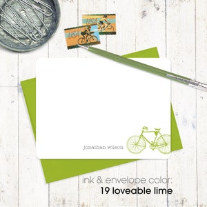 personalized note card set VINTAGE BOYS BICYCLE masculine stationary men's bike stationery boys bike gift for him flat cards set of 12 image 3