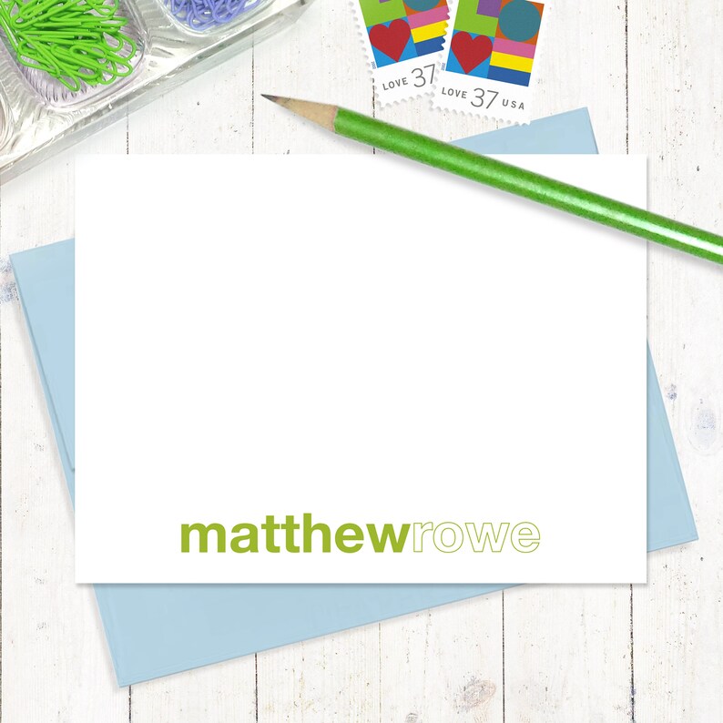 Complete Personalized Stationery Set LAST NAME OUTLINE - Etsy
