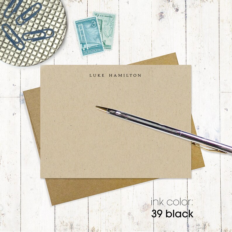 Personalized Note Card Set PERFECTLY SIMPLE on KRAFT Etsy