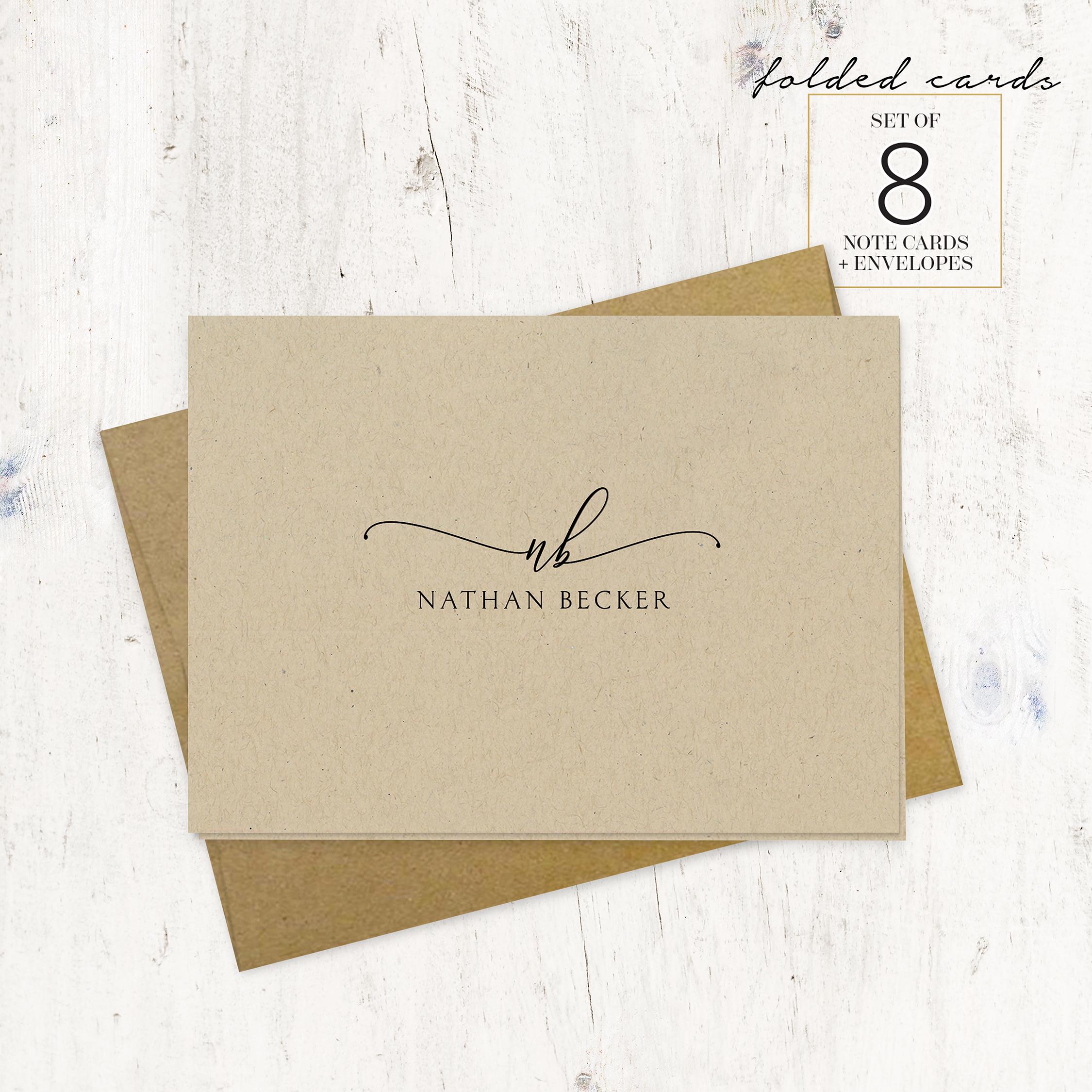 Complete Personalized Stationery Set - EXQUISITE SCRIPT MONOGRAM on ...