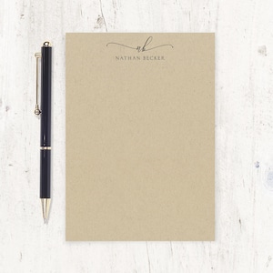 personalized notePAD - EXQUISITE SCRIPT MONOGRAM on Kraft - monogrammed stationery stationary classy letter writing paper - 50 sheet pad