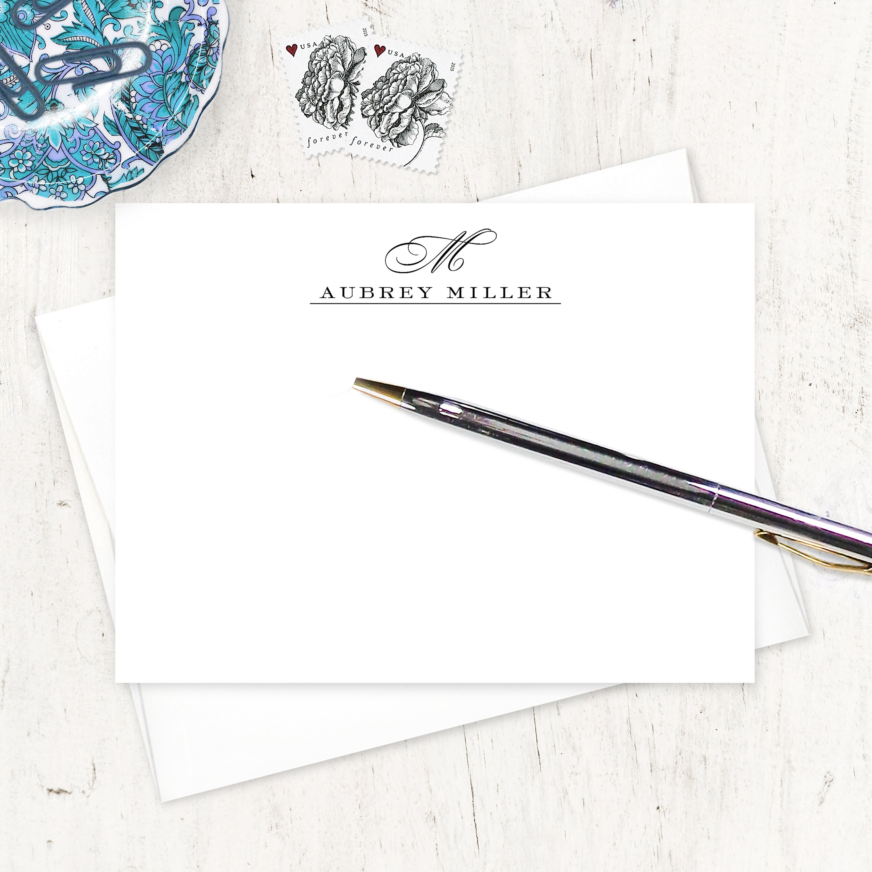 Personalized Notecard Set - CLASSIC MONOGRAM - Traditional Stationery ...