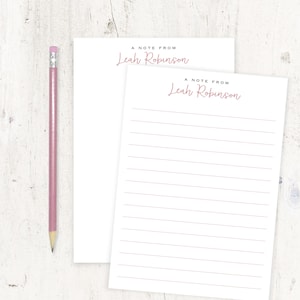 personalized notePAD - a note from LIGHTHEARTED SCRIPT - lined or unlined paper stationery girl stationary letter writing - 50 sheet pad