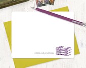 personalized note card set - VINTAGE BOOKS - bibliophile stationary gift for librarian reader customized notes - flat cards set of 12