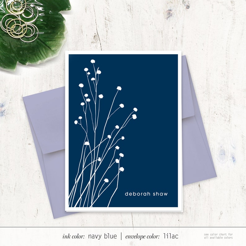 personalized stationery set BOTANICAL DAINTY FLOWERS personalized floral stationary nature lover gift folded note cards set of 8 image 4