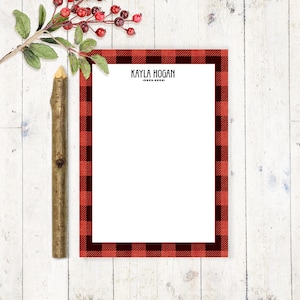 personalized notePAD - BUFFALO CHECK - stationery - stationary - gift for him or her - red green white or blue buffalo plaid - 50 sheet pad