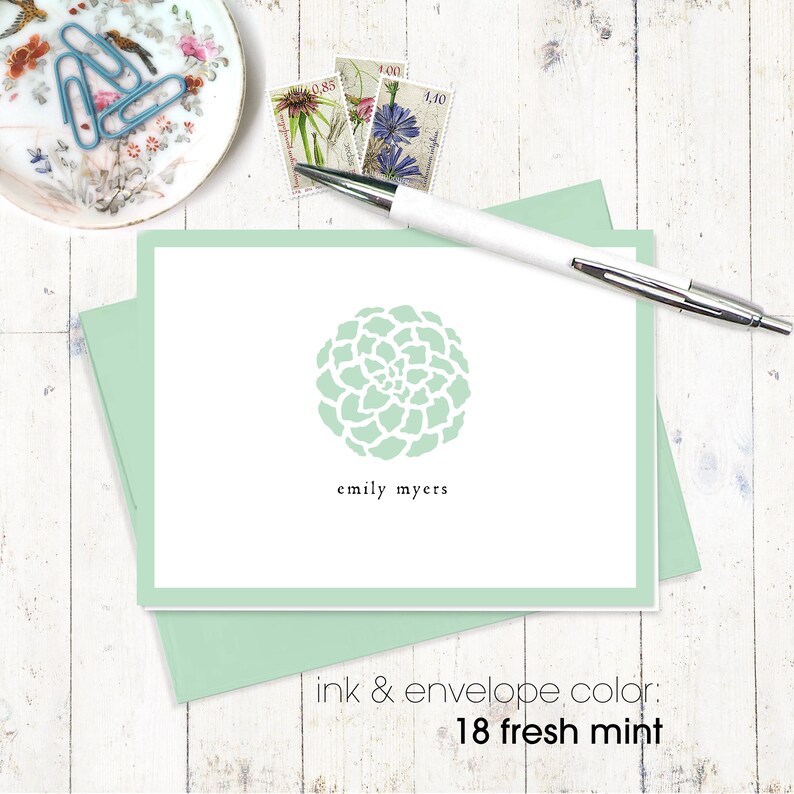 personalized stationery set womens stationary DARLING FLOWER ORNAMENT gift for her set of 8 folded cards